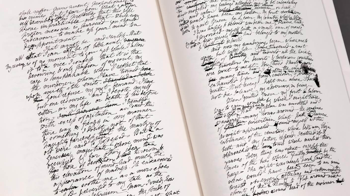 Mary Shelley livro manuscrito