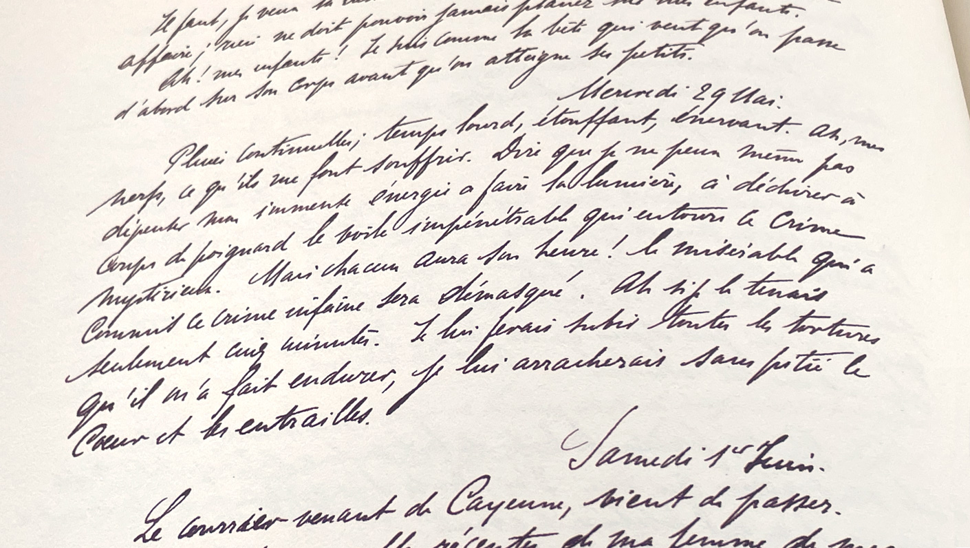 le facsimile du manuscrit d'Alfred Dreyfus